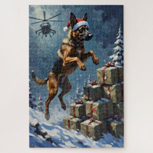 Belgian Malinois Tactical Christmas Delivery Hat Jigsaw Puzzle