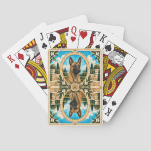 Belgian Malinois, Vintage Watercolor Dog Art Playing Cards