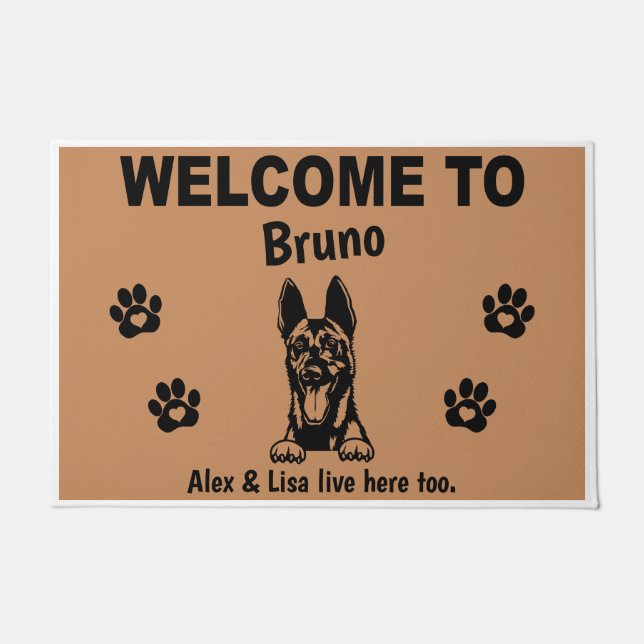 Belgian Malinois Welcome Personalized Custom Doormat (Front)