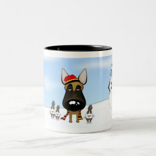 Belgian Malinois Winter Snow Two-Tone Coffee Mug