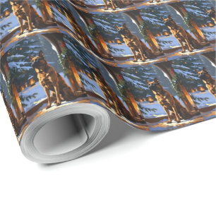 Belgian Malinois With Christmas Lights Holiday Wrapping Paper