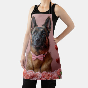 Belgian Malinois with Roses - Valentine's Day  Apron