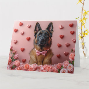 Belgian Malinois with Roses - Valentine's Day  Card