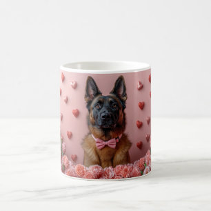 Belgian Malinois with Roses - Valentine's Day Coffee Mug