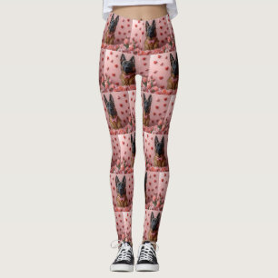 Belgian Malinois with Roses - Valentine's Day Leggings