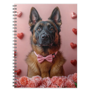 Belgian Malinois with Roses - Valentine's Day Notebook
