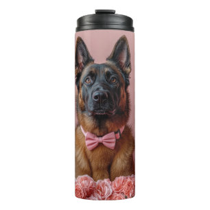 Belgian Malinois with Roses - Valentine's Day Thermal Tumbler