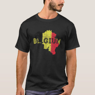 Belgian Map And Flag Souvenir  Distressed Belgium T-Shirt