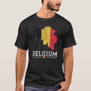 Belgian Map And Flag Souvenir   Distressed Belgium T-Shirt