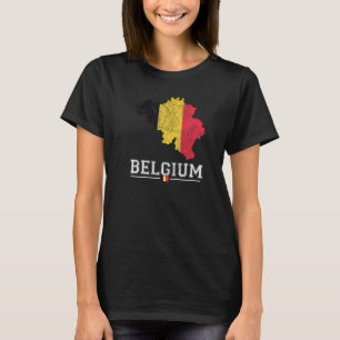 Belgian Map And Flag Souvenir  Distressed Belgium T-Shirt