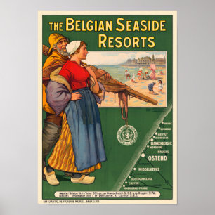 Belgian Seaside Resorts Vintage Poster 1910