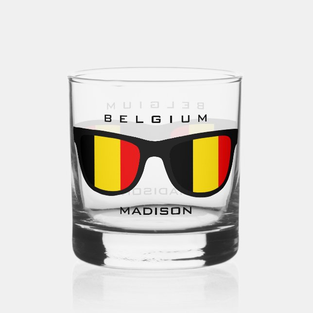 Belgian Shades custom name Whiskey Glass (Front)