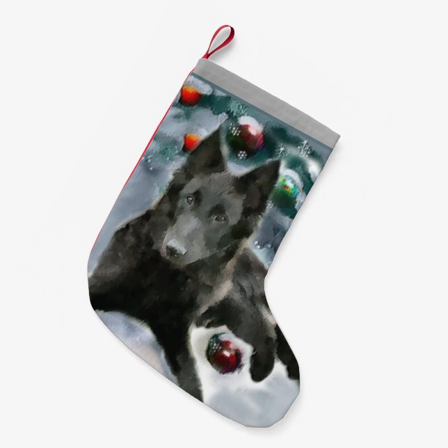 Belgian Sheepdog Christmas Small Christmas Stocking (Front (Hanging))