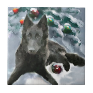 Belgian Sheepdog Christmas Tile