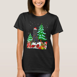 Belgian Sheepdog Dog Wearing Christmas Hat Tree Li T-Shirt
