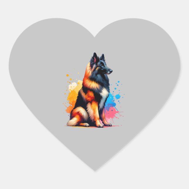 Belgian Sheepdog Heart Sticker (Front)