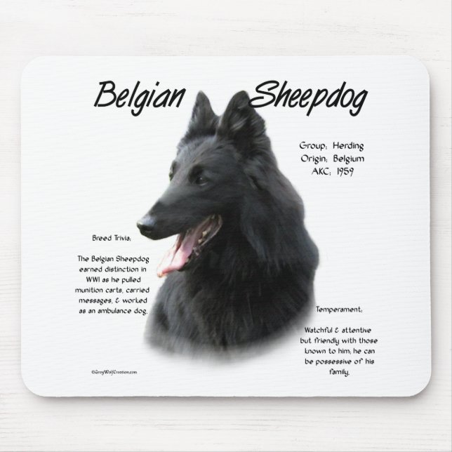 Belgian Sheepdog History; All About Sheepdogs Mouse Mat (Front)