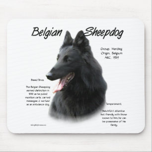 Belgian Sheepdog History Design Mouse Mat