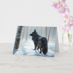 Belgian Sheepdog Let It Snow Christmas Card
