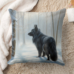 Belgian Sheepdog Let It Snow Christmas Cushion