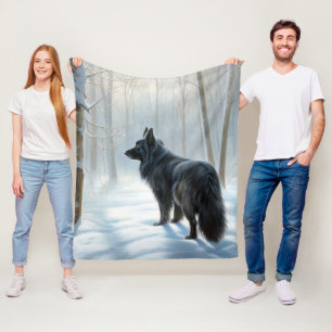 Belgian Sheepdog Let It Snow Christmas Fleece Blanket