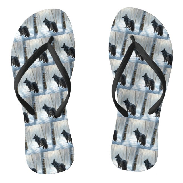Belgian Sheepdog Let It Snow Christmas Flip Flops (Footbed)