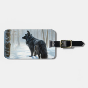 Belgian Sheepdog Let It Snow Christmas Luggage Tag
