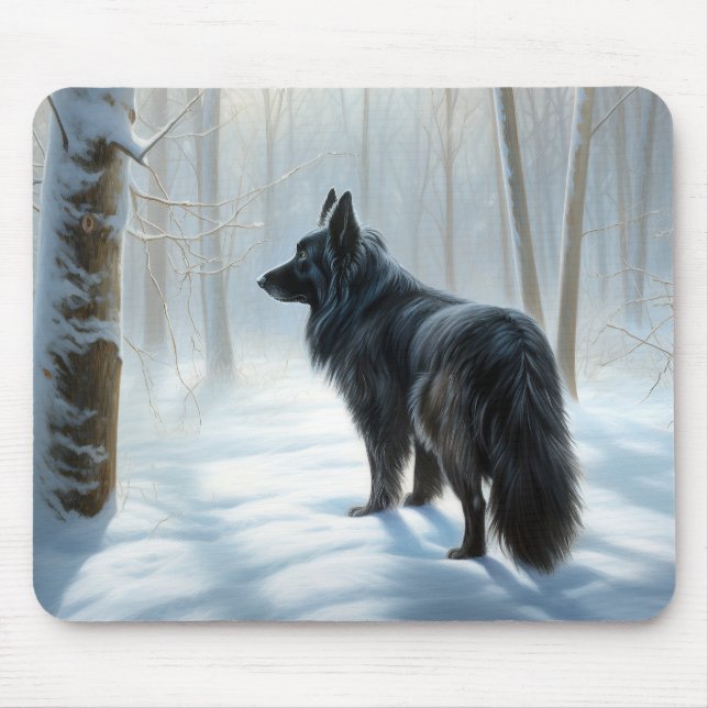 Belgian Sheepdog Let It Snow Christmas Mouse Mat (Front)