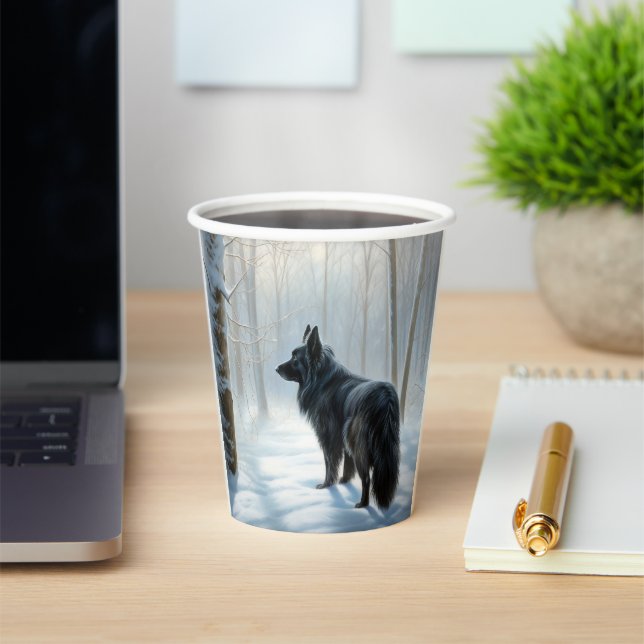 Belgian Sheepdog Let It Snow Christmas Paper Cups (Insitu)
