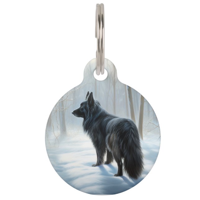 Belgian Sheepdog Let It Snow Christmas Pet Tag (Front)