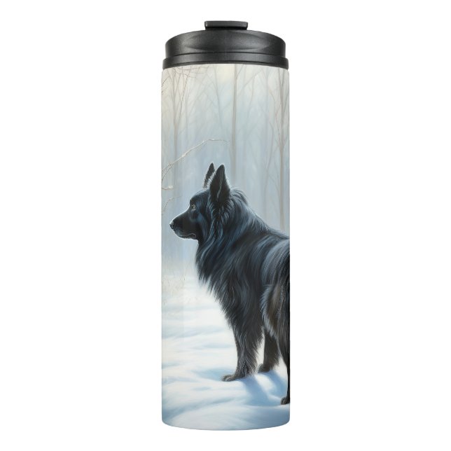 Belgian Sheepdog Let It Snow Christmas Thermal Tumbler (Front)