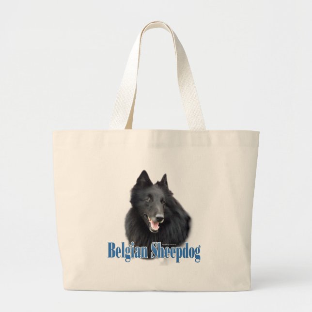 Belgian Sheepdog Name Large Tote Bag (Front)