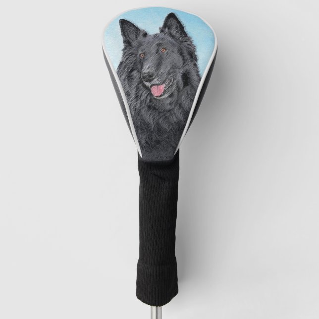 Belgian Sheepdog Painting - Cute Original Dog Art Golf Head Cover (Front)