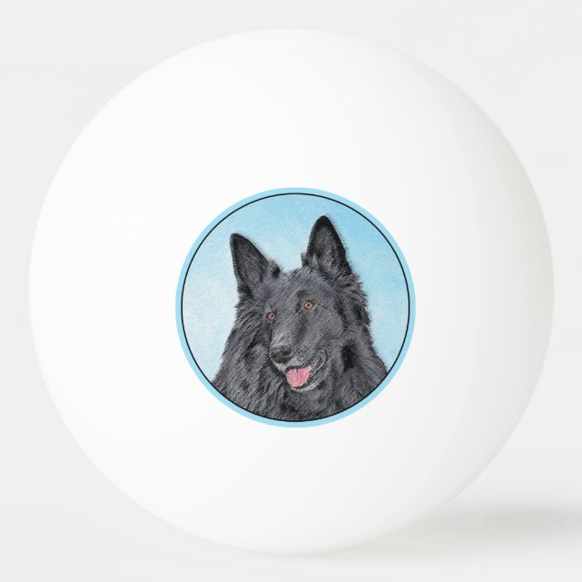 Belgian Sheepdog Painting - Cute Original Dog Art Ping Pong Ball (Front)