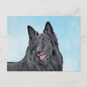 Belgian Sheepdog Painting - Cute Original Dog Art Postcard