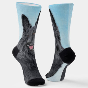 Belgian Sheepdog Painting - Cute Original Dog Art Socks