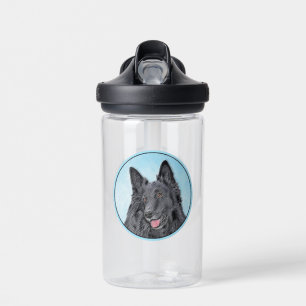 Belgian Sheepdog Painting - Cute Original Dog Art Water Bottle