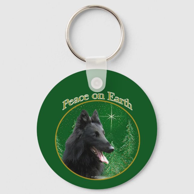 Belgian Sheepdog Peace Key Ring (Front)