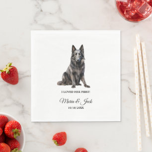 Belgian Sheepdog Pet Cocktail Wedding  Napkin