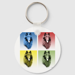Belgian Sheepdog Pop Art Key Ring