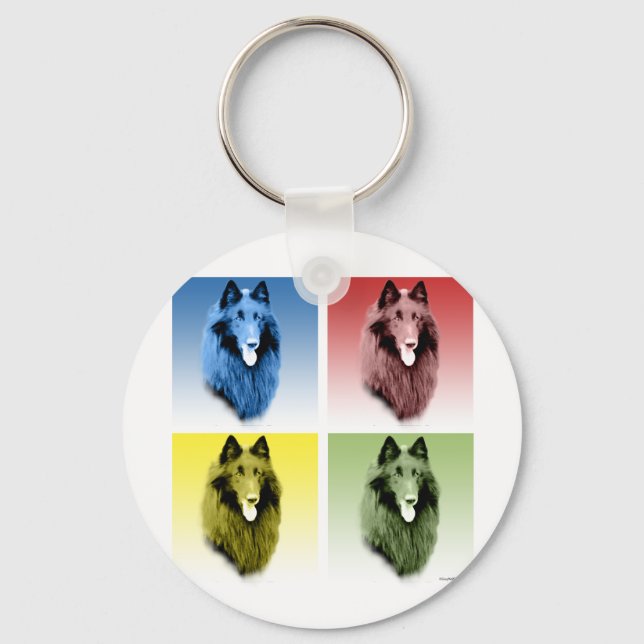 Belgian Sheepdog Pop Art Key Ring (Front)