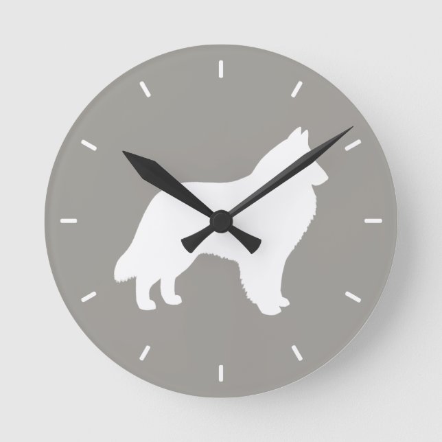 Belgian Sheepdog Silhouette Round Clock (Front)