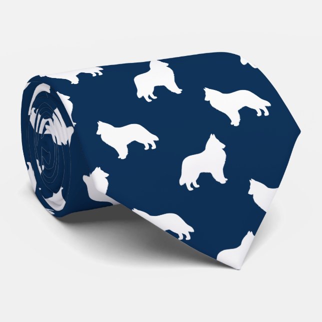 Belgian Sheepdog Silhouettes Pattern Dog Lover's Tie (Rolled)