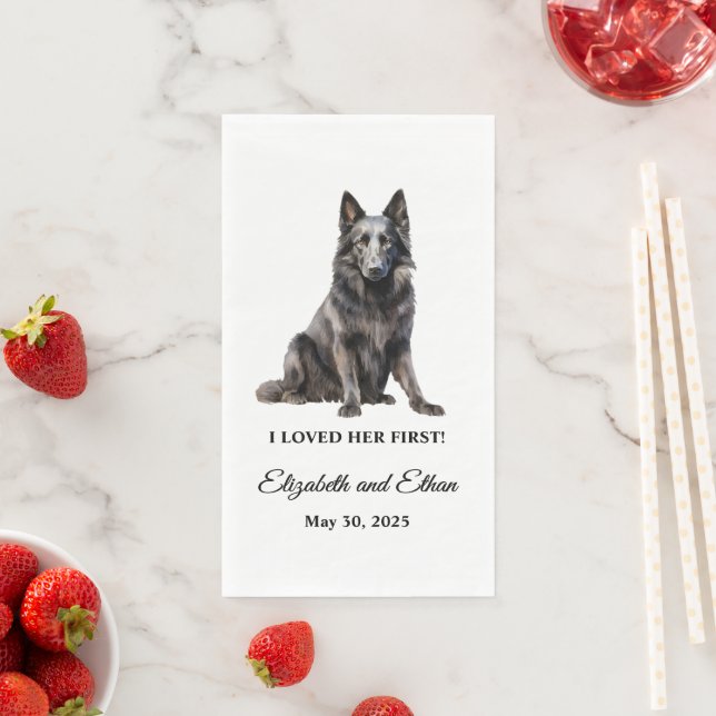 Belgian Sheepdog Wedding Dinner Napkin (Insitu)
