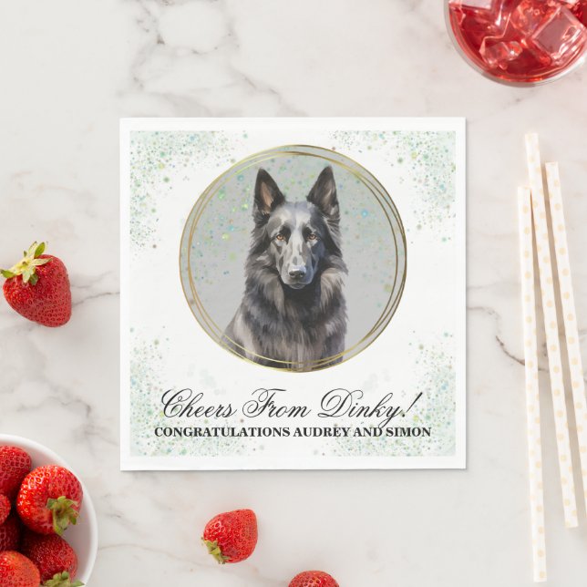 Belgian Sheepdog Wedding Napkins With Dogs Photo (Insitu)