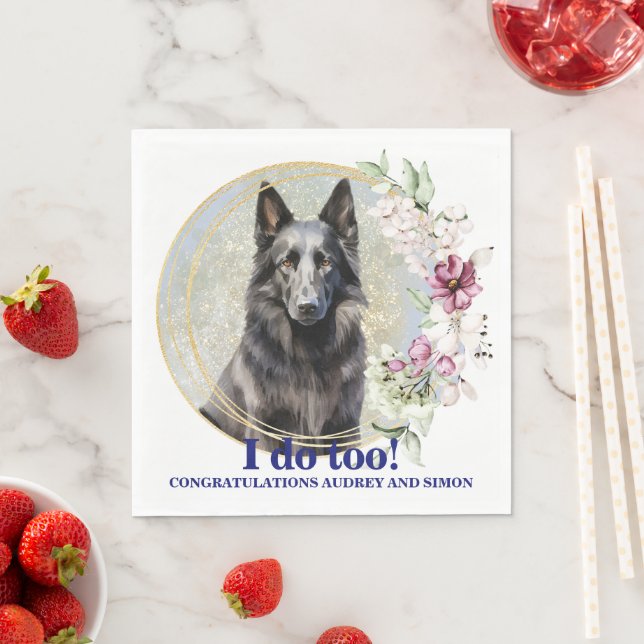 Belgian Sheepdog Wedding Napkins With Dogs Photo (Insitu)