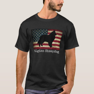 Belgian Sheepdog with American Flag T-Shirt