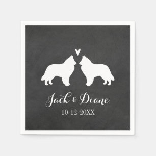 Belgian Sheepdogs Wedding Couple with Text Napkin