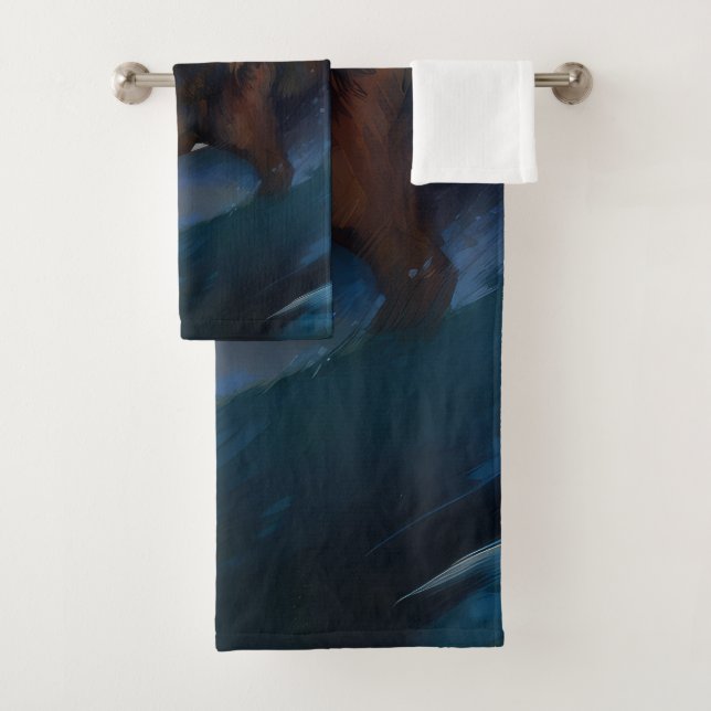 Belgian Shepherd  Beach Surfing Painting  Bath Towel Set (Insitu)