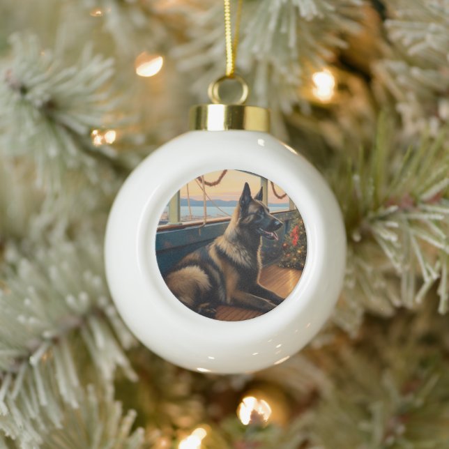 Belgian Shepherd Christmas Cruise: Pawsome Holiday Ceramic Ball Christmas Ornament (Tree)